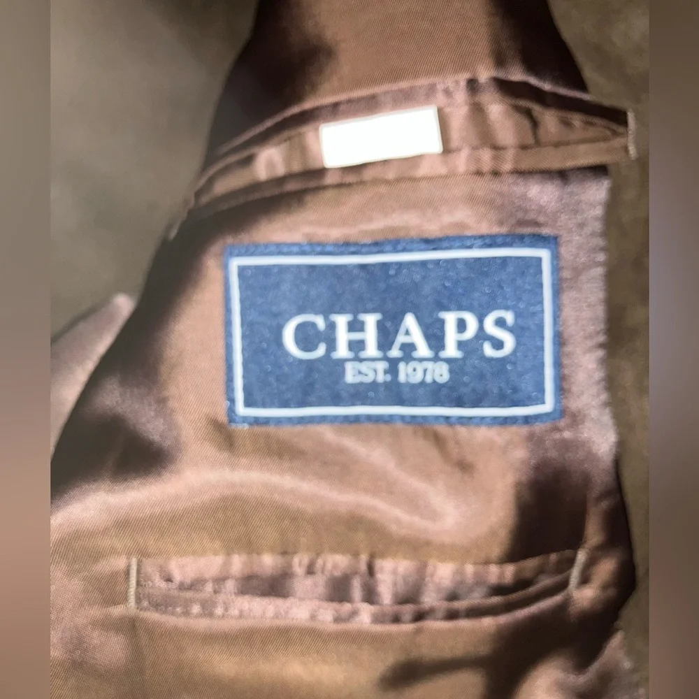 Chaps NEW Ralph Lauren Men’s blazer jacket faux suede rich brown size 50 L XXL